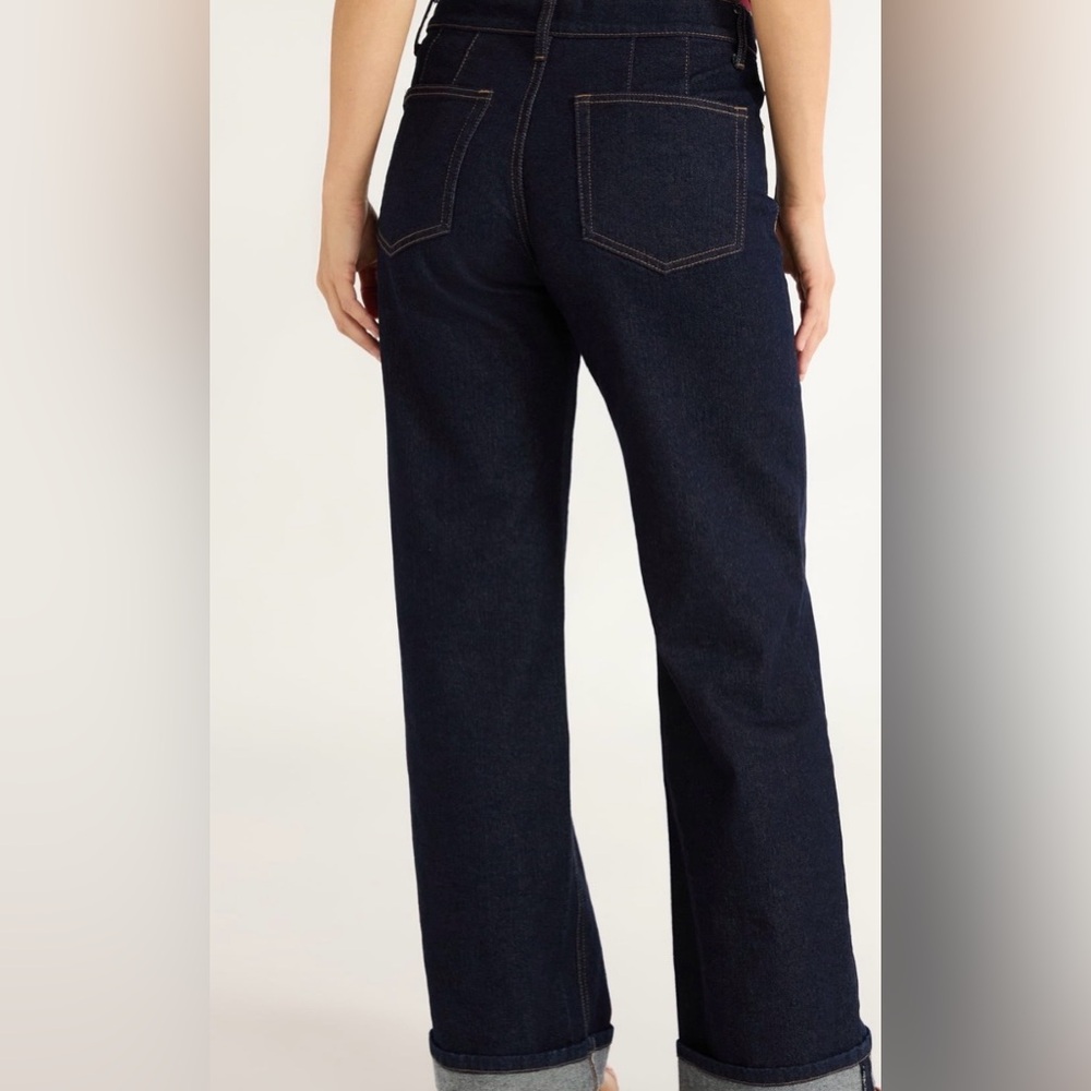 Free Assembly Dark Blue Wide-Leg Pintuck Jeans - Picture 4 of 6